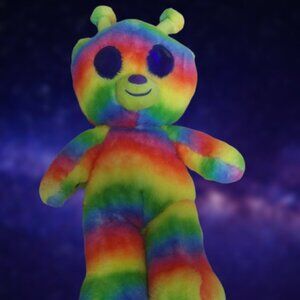 Build a Bear Rainbow Bearlien Multicolor Psychedelic Groovy Alien Plush BAB